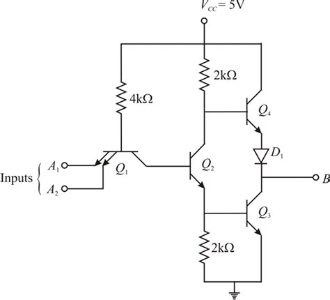 The Transistor Nand Gate Circuit With Two Input Ends Basiccircuit