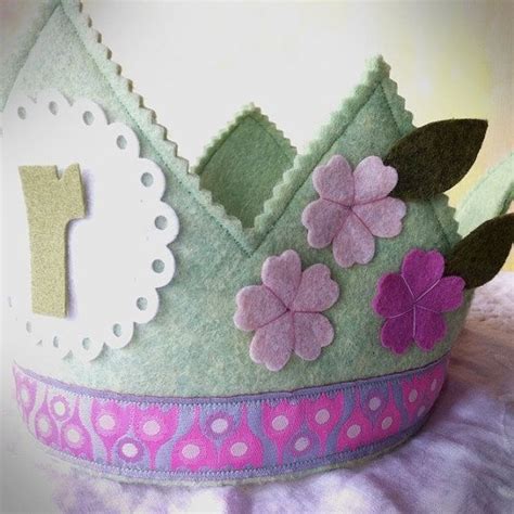 pink and green felt birthday crown for girls flowers by mosey 32 00 birthday crown birthday