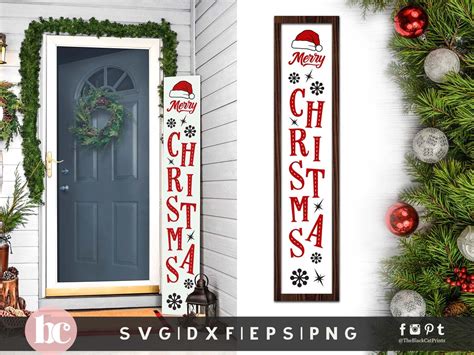 Merry Christmas Vertical Sign Svg Vertical Porch Sign Etsy