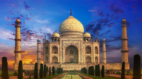 4k 5k Agra Uttar Pradesh Taj Mahal India Evening Mosque Hd