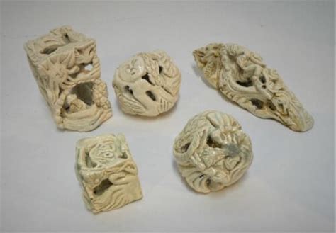 Mount Hood Porcelain 5 Piece Set Of Original Carved Ceramic Abstract