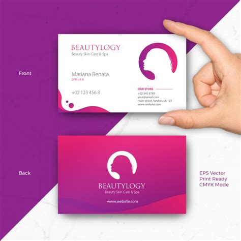 This design by tamara kwiatkowska uses different colors and shapes to create a quirky feel. Premium Vector | Beauty business card template for salon ...