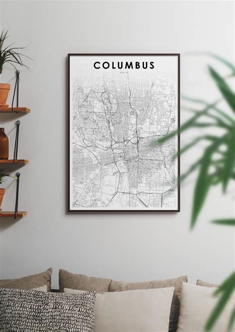 Columbus Oh Map Print Ohio Usa Map Art Poster City Street Etsy