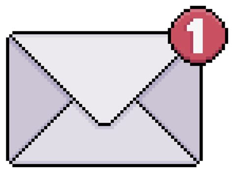 Pixel Art Email Notification Envelope Vector Icon For 8bit Game On