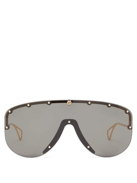 Black Studded Shield Sunglasses Gucci Matchesfashion Us