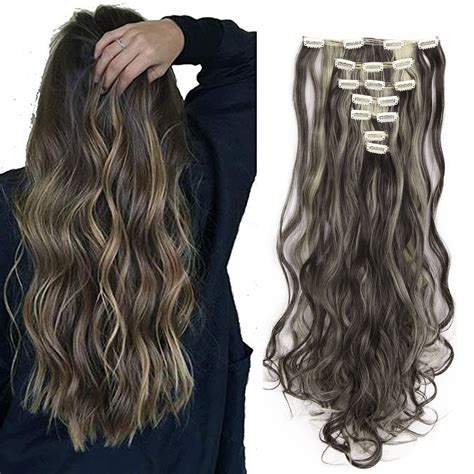 Sayfut Clip In Hair Extensions 7pcs 16 Clips 24 Inch Double Weft Full Head Curly Wave Synthetic