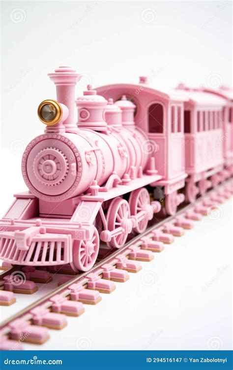 Pink Toy Toy Train Set White Background Stock Illustration