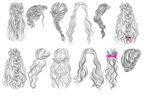 Hairstyles Vector Illustrations Set Hair Illustration Hair Vector