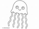 Jellyfish Coloring Cartoon Clip Printable Adults sketch template
