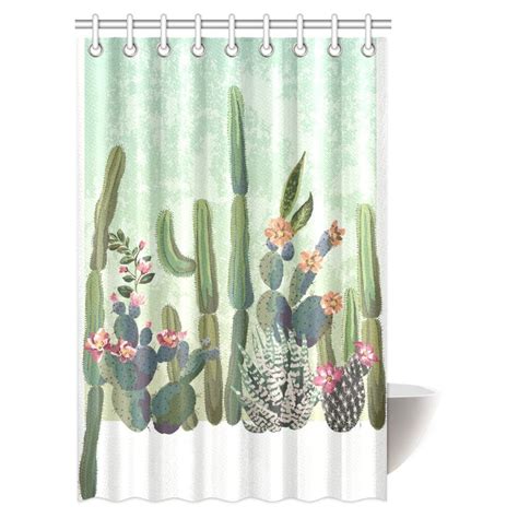 Mypop Cactus Decor Shower Curtain Cute Succulents Cactus Spikes