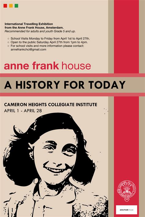 Anne Frank Exhibition Public Viewings April 16th 6 8 Pm And April