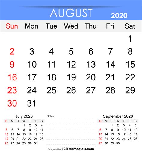 August 1 2020 Calendar Calendar Printables Free Templates