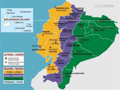 Provincias Del Ecuador Y Mapa Pol Tico Del Ecuador Para Colorear Y