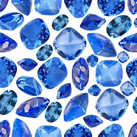 Seamless Background From Blue Sapphire Gems Stock Photo Image Of