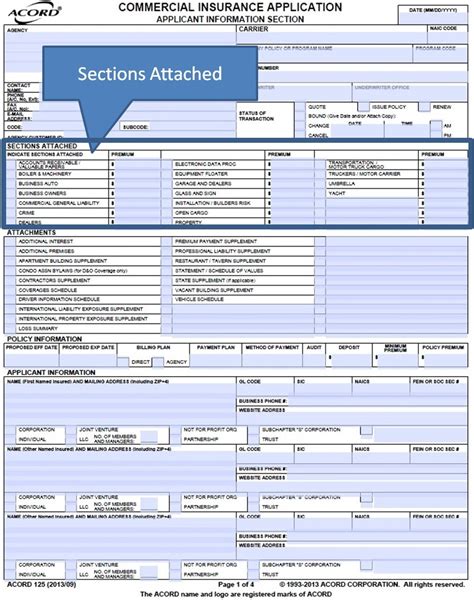 Simply Easier Acord Forms Acord 125 Commercial Insurance Application