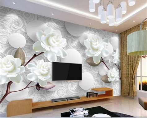Beibehang Wall Papers Home Decor Fashionable European White Peony 3d