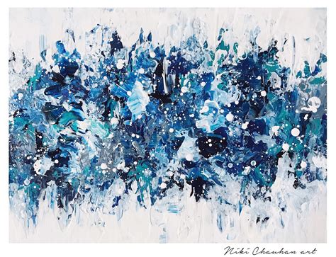 Blue White Abstract Wall Art Extra Large Abstract Painting Etsy