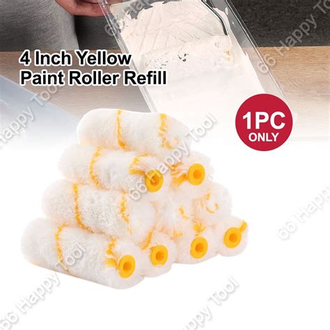 4 Inch Paint Roller Refill 100mm White With Yellow Line Roller Paint
