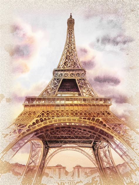 Eiffel Tower Vintage Art Painting By Irina Sztukowski