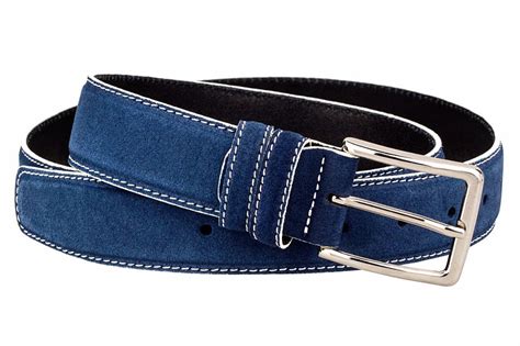 Blue Suede Leather Belt Red Mens Belts 100 Italian Leather Nubuck