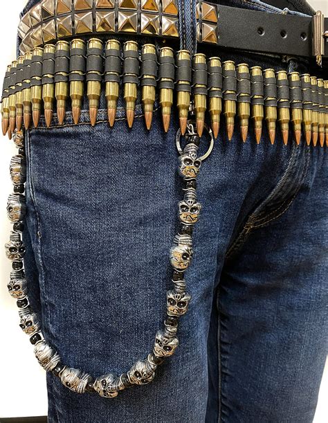 bullet belt m16 223 caliber black metal link brass shell copper tips usa made