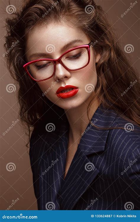 Beautiful Girl In Stylish Clothes With Glasses For Vision Beauty Face