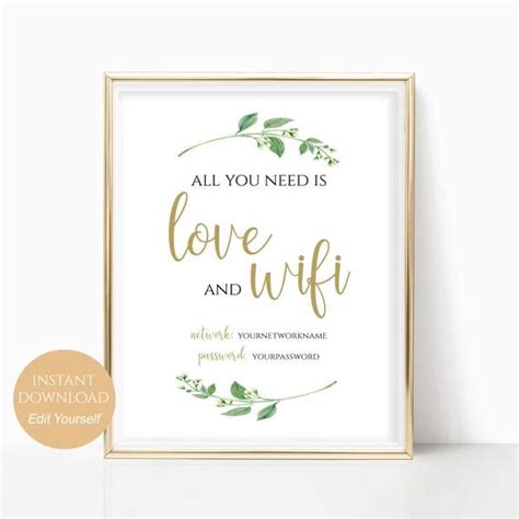 Wifi Password Sign Wifi Printable All You Need Is Love And