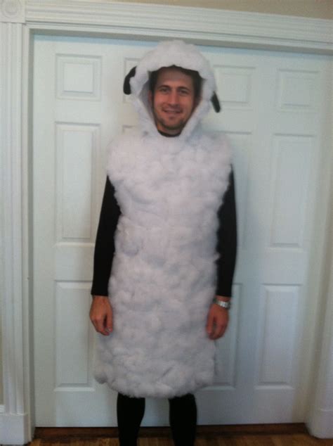 Homemade Sheep Costume Ingredients White Felt Sewn Together At