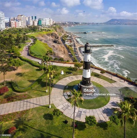 Aerial View Of Lighthouse Of Miraflores In Lima Peru Stock Photo
