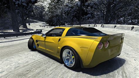 Snowy Mountain Road In A Pro Drift Car Corvette C Assetto Corsa