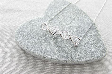 Dna Strand Necklace Dna Jewellery Silver Science Jewellery Etsy Uk