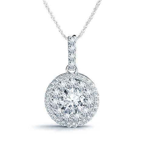 round diamond double halo pendant at diamond and gold ware