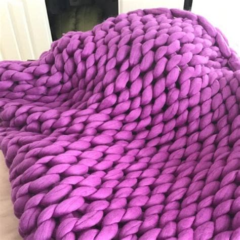 Super Chunky Knit Blanket Throw Twin Merino Blanket Giant Etsy