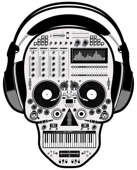 It involves specifying, acquiring or creating auditory elements using audio production techniques and tools. Illustration art music design Halloween skull DJ skeleton ...