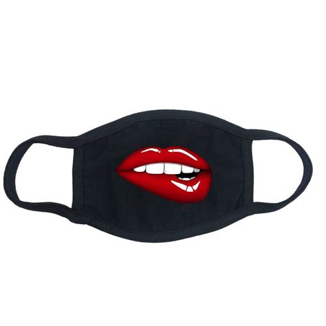 Mask Red Lips Bite Two Layer Cotton Mask Face Cover Face Mask Decor
