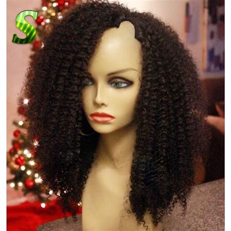 7a brazilian afro kinky curly u part wig virgin hair u part human hair wigs for black women