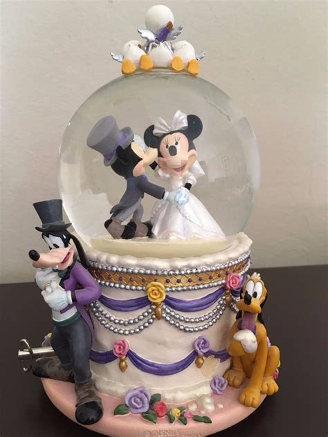 Disney Mickey And Minnie Mouse Wedding 8 12 Moving Music Box Snow