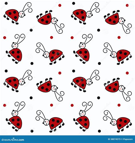 Seamless Ladybug Fabric Pattern Vector Illustration
