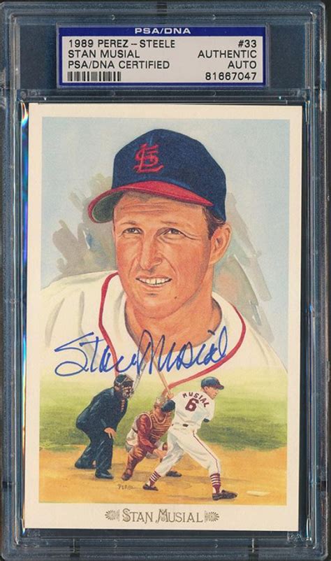 Stan Musial Signed Le 1989 Perez Steele Hall Of Fame Postcard 33 Psa