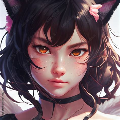 Cute Anime Cat Girl Smirk Ai Ilustração Do Stock Adobe Stock