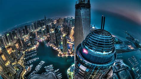 Download Light Night City Aerial Man Made Dubai Hd Wallpaper