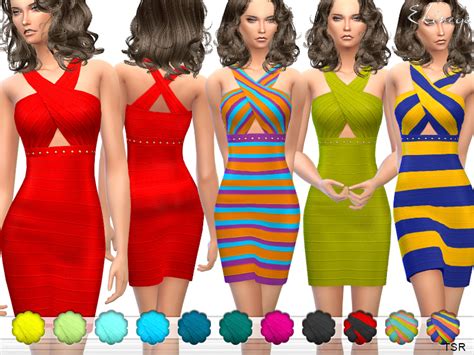 Sims 4 Ccs The Best Crisscross Bandage Dress By Ekinege