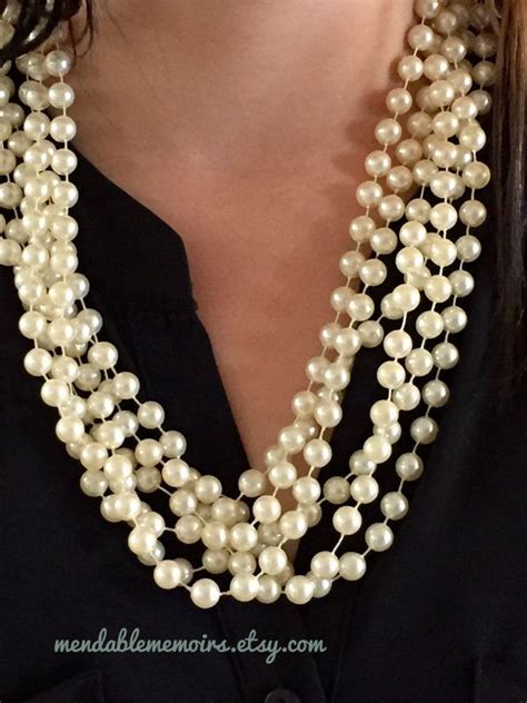 Vintage Multi Strand Faux Pearl Necklace Six Strand Wedding Etsy
