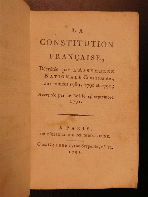 1791 1ed Pocket French Constitution National Assembly France French