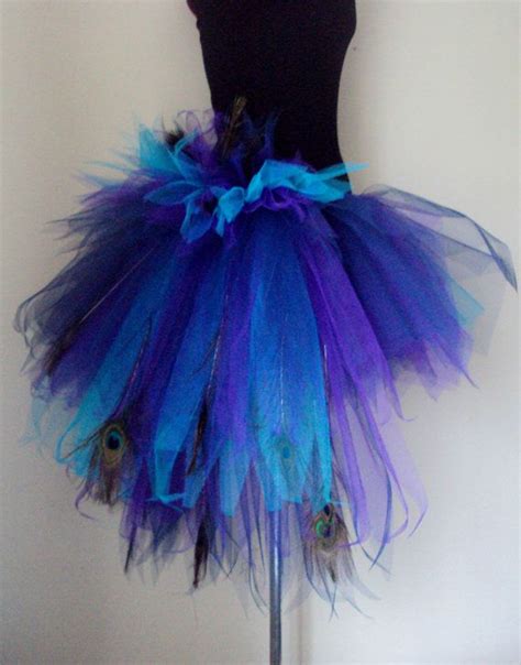 Peacock Feather Burlesque Bustle Skirt Blue Black Purple Aqua Etsy Uk