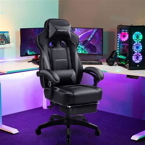 luckracer gaming chair with footrest office desk chair ergonomic gaming chair pu leather high