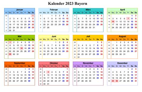 Jahreskalender 2023 Bayern Mit Ferien Und Feiertagen The Beste Kalender