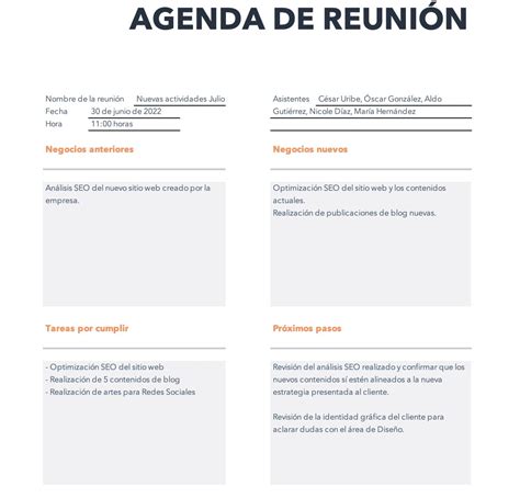Agenda De Reunión Qué Es Cómo Se Hace Y Ejemplos Más Plantilla 2022