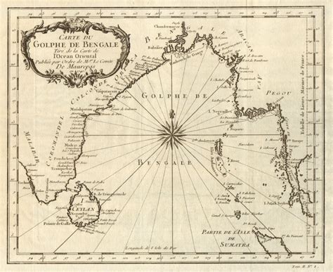 Carte Du Golphe De Bengale Bay Of Bengal India Burma Ceylon Bellin