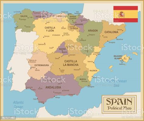 Vintage Mapa De Espanhailustração Arte Vetorial De Stock E Mais